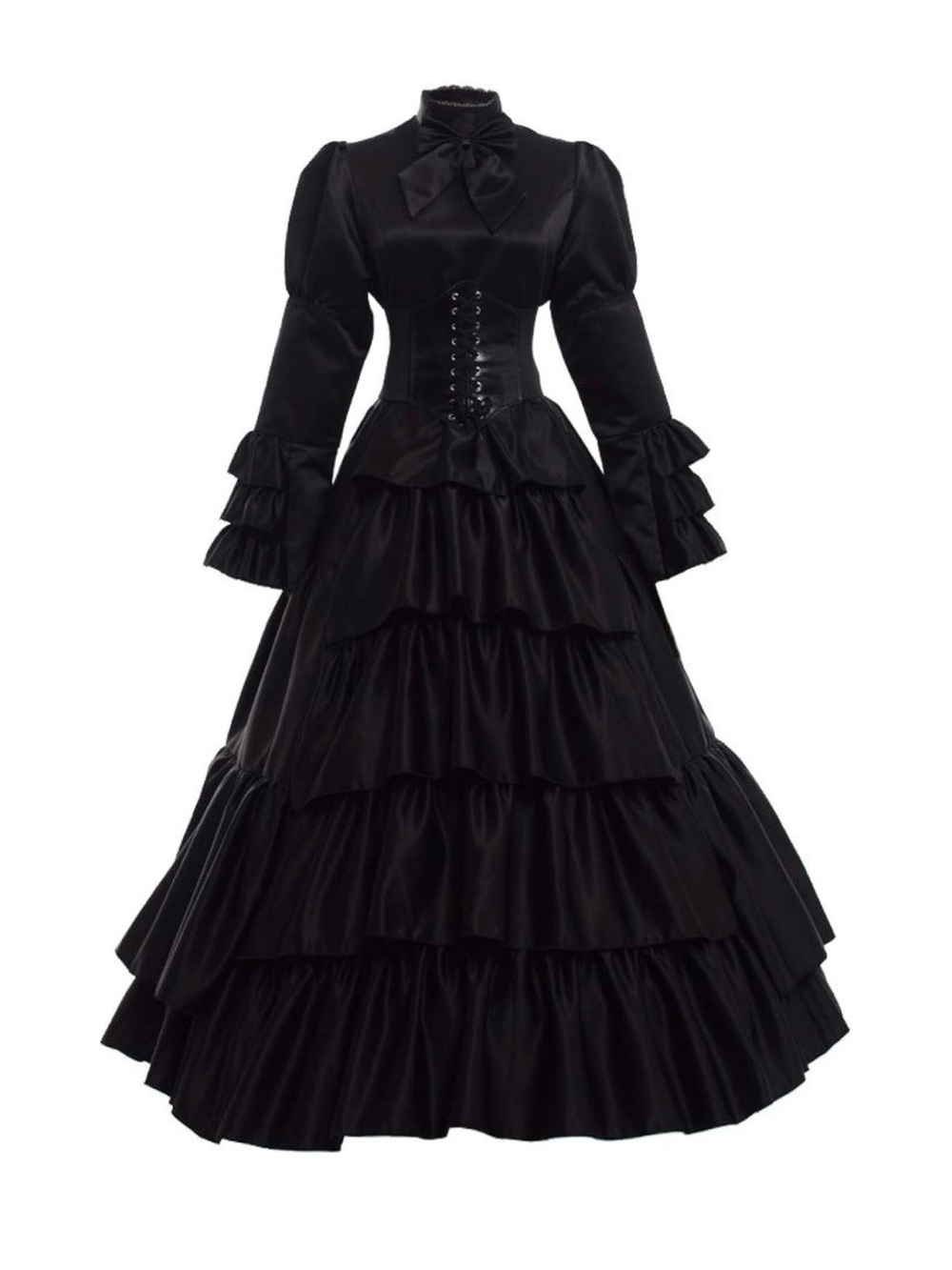 Black Gothic Tiered Ruffle Ballgown Dress